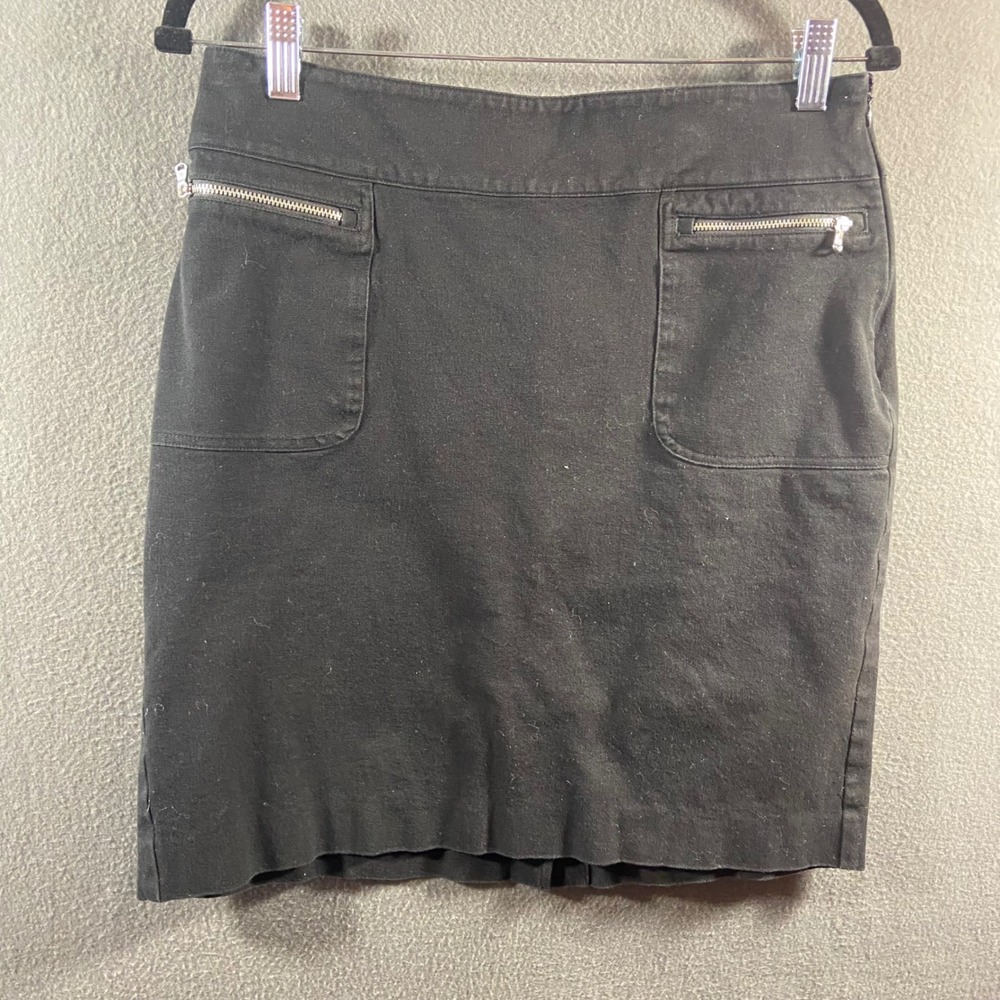 Lauren Ralph Lauren 6 Skirt Black Cotton Zipper Pockets neutral minimalist